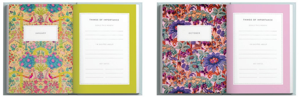V&A A5 Hard Cover Diary-Neon Floral Poppies