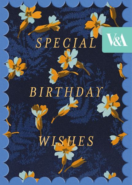 Foil Card-Navy And Orange Floral