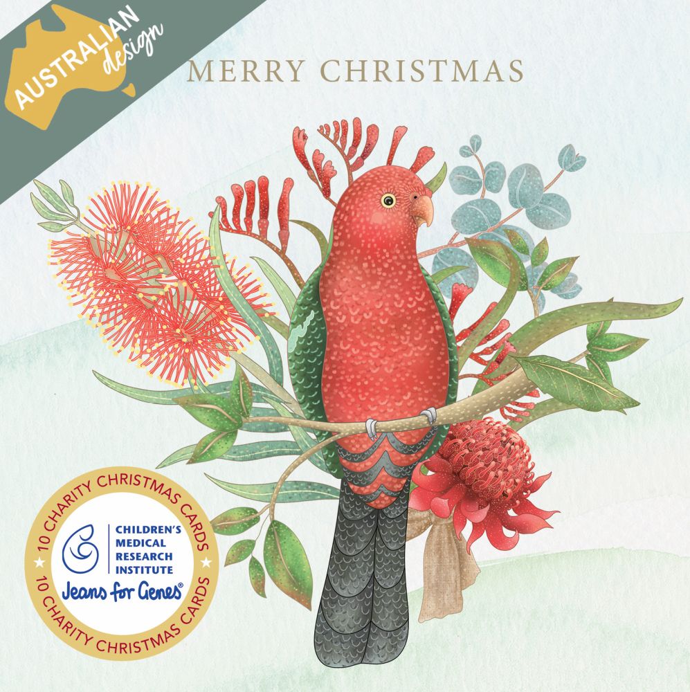 Christmas Card Wallet-CMRI-Floral King Parrot