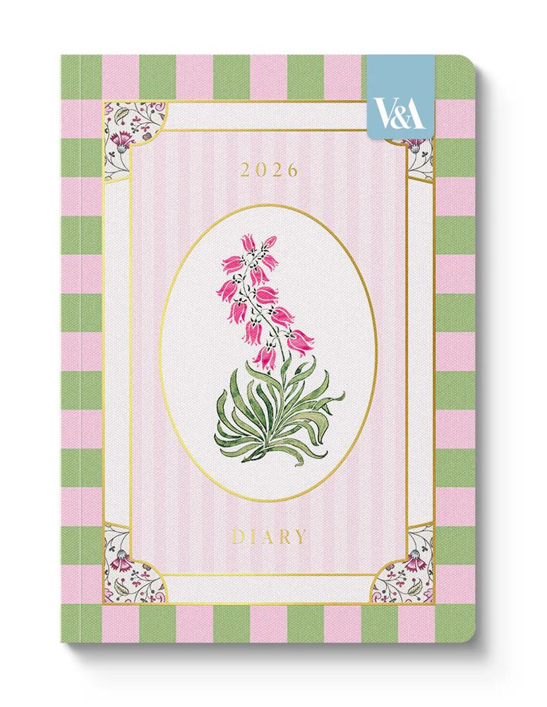 V&A A5 Diary-Cottagecore Pink Campanula
