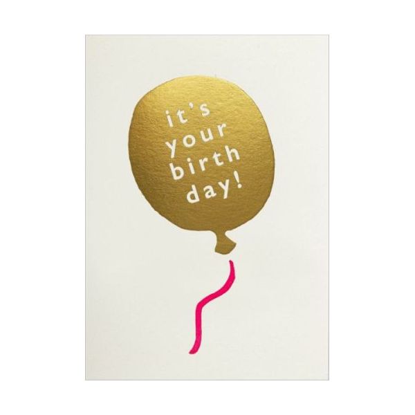 Mini Card-Gold Balloon Birthday