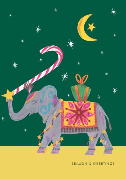 Card-Elephant Candy Cane