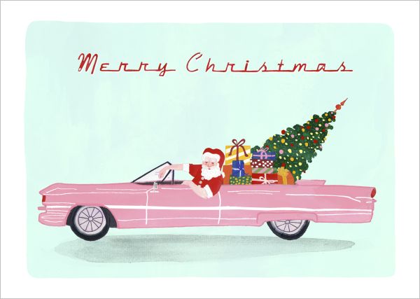 Card-Santa Rolls Royce