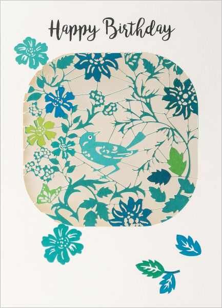 Laser Cut Card-Birds In Foliage