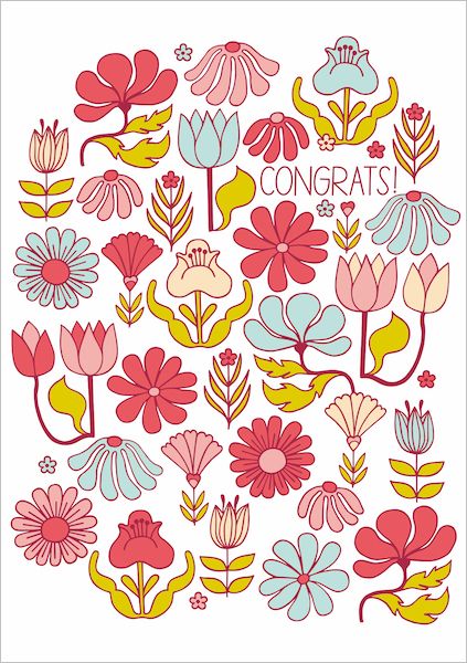 Card-Funky Floral Congrats
