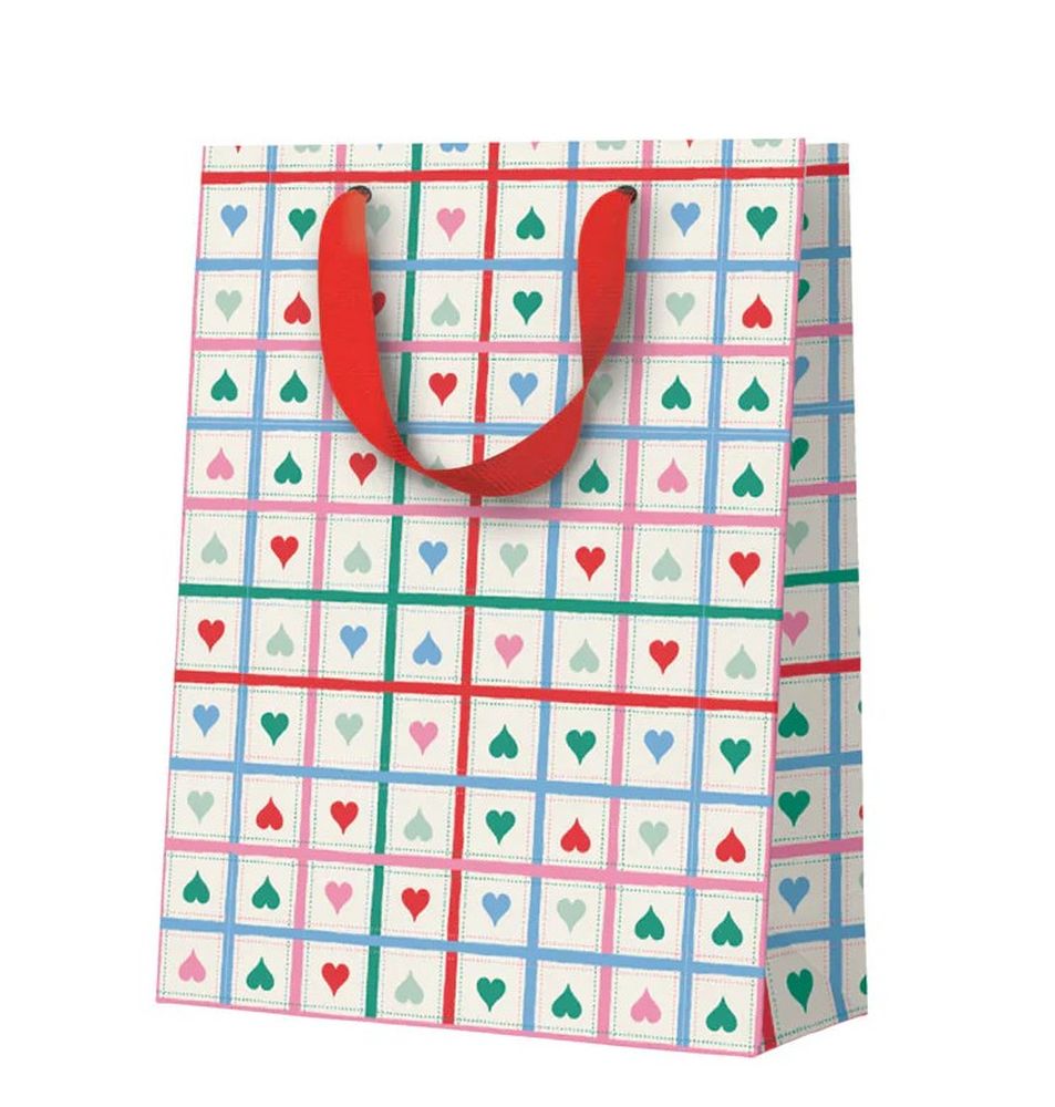 Gift Bag Medium-Heart Grid