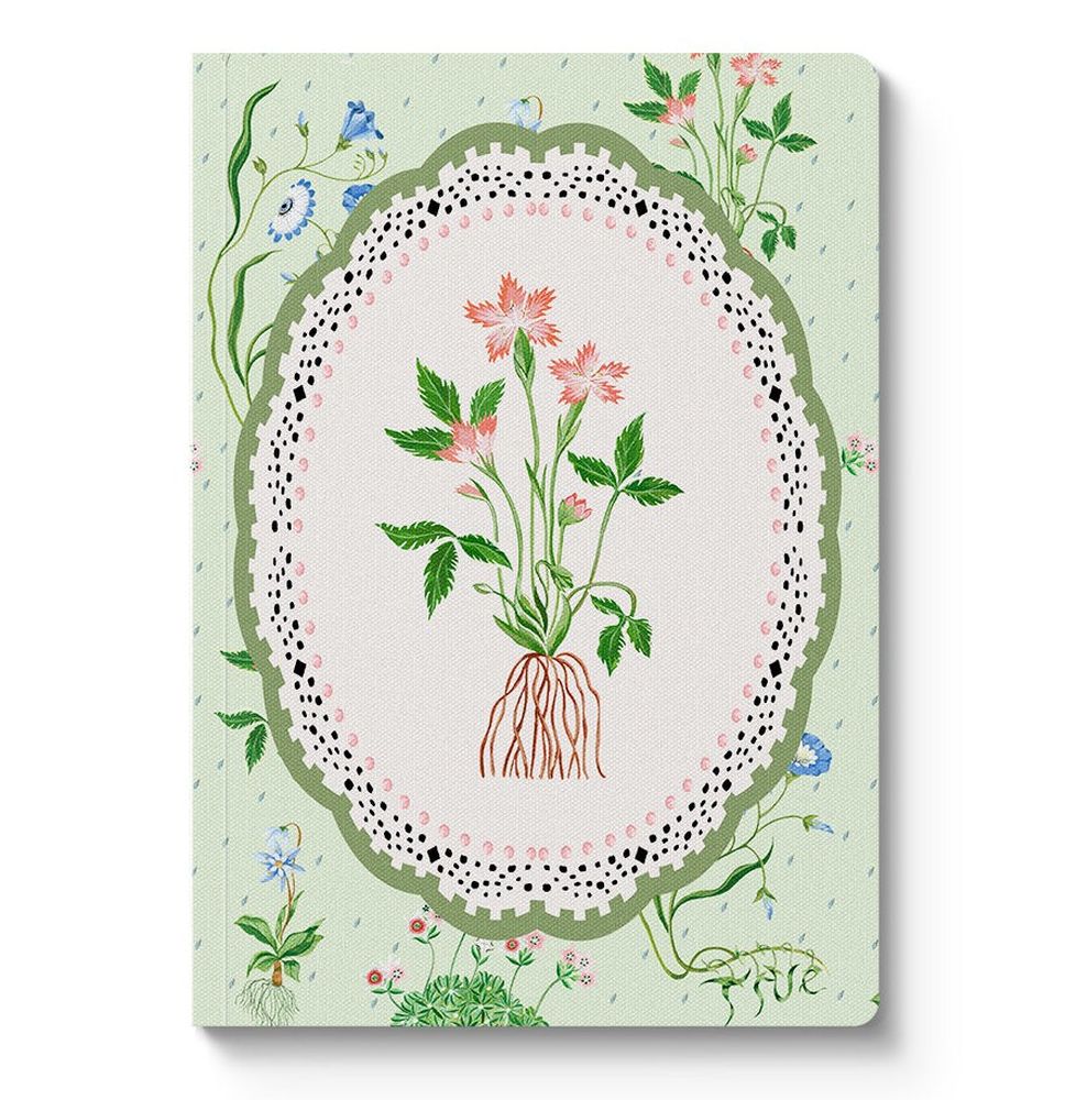 A5 Textured Soft Cover Notebook-Green Roots Vignette