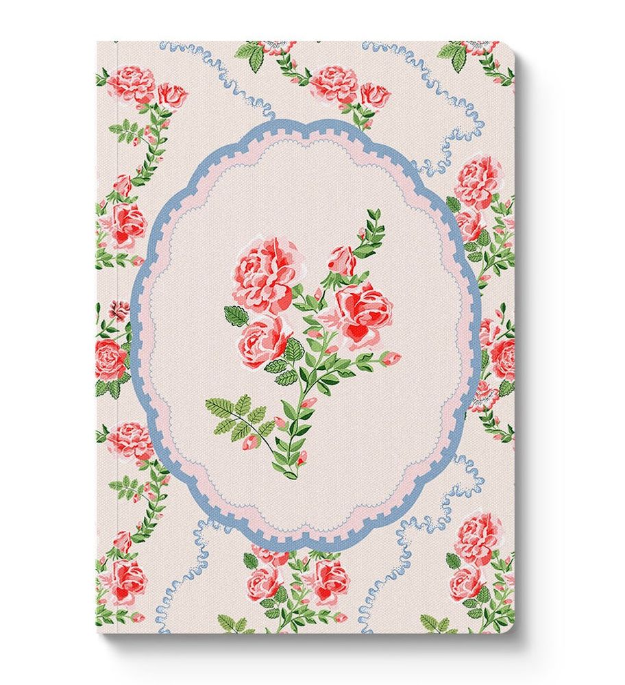 A5 Textured Soft Cover Notebook-Rose Flutter Vignette