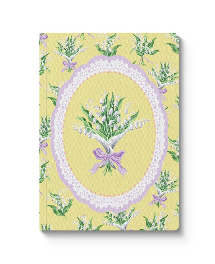 Cath Kidston A6 Textured Soft Cover Notebook-Yellow Lily of the Valley Vignette