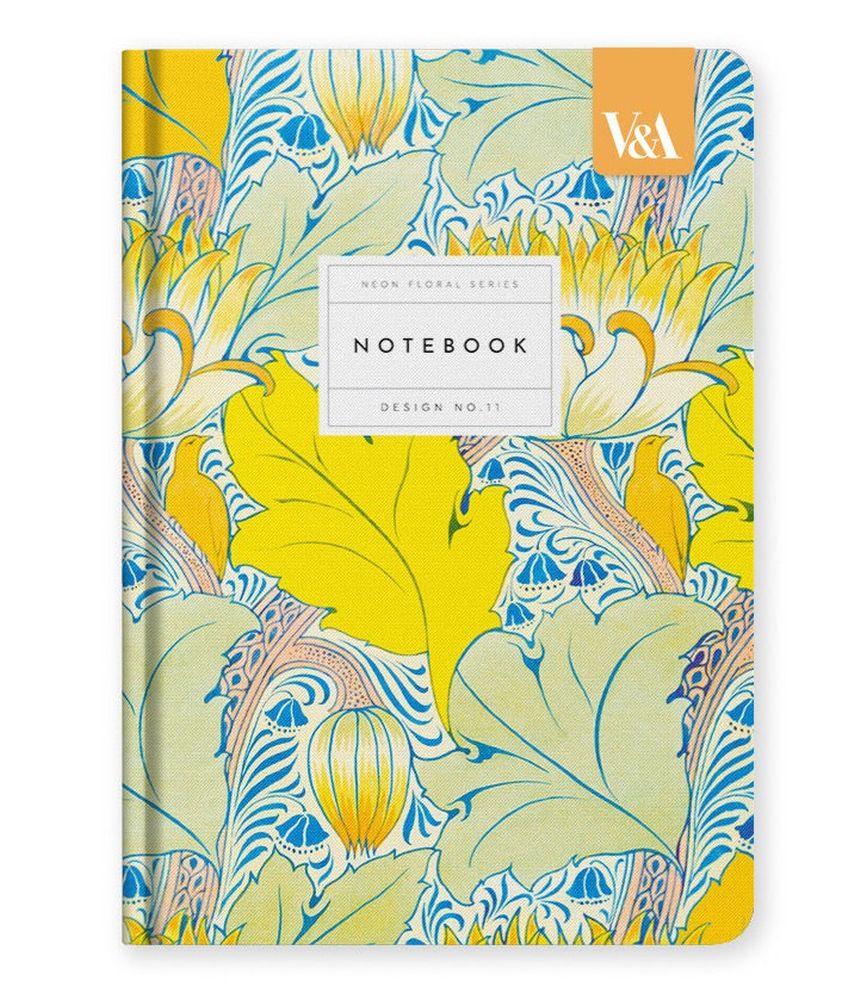 V&A A5 Premium Hard Cover Notebook-Neon Floral Arts & Crafts