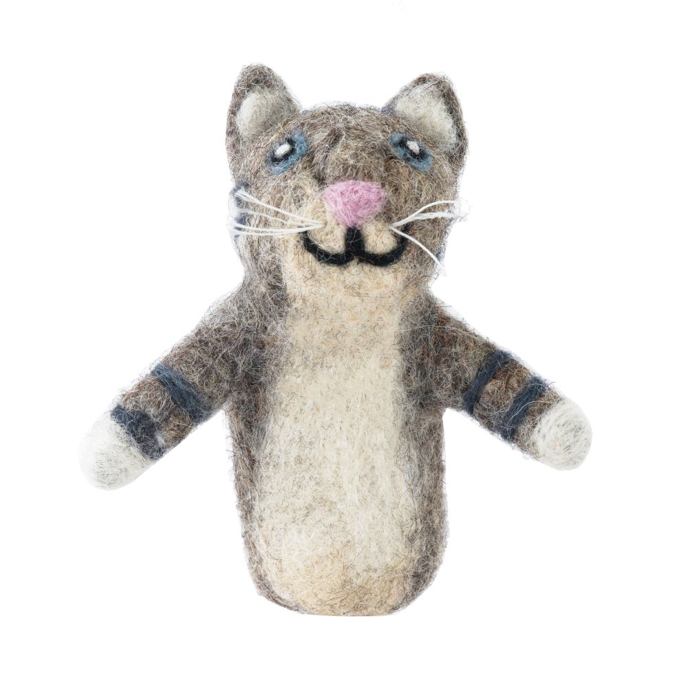 Finger Puppet-Felt Cat Grey