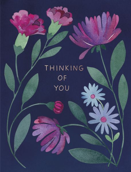 Foil Card-Purple Floral Thinking  Of You