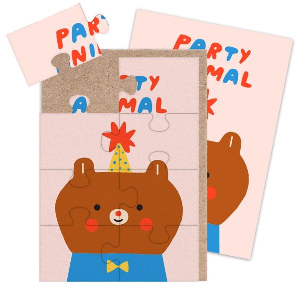 Jigsaw Card-8pc-Party Animal Bear