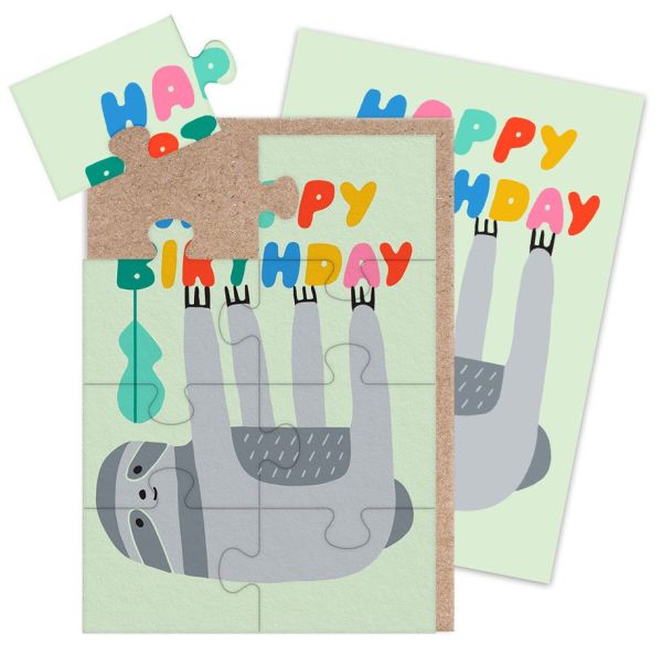 Jigsaw Card-8pc-Birthday Sloth