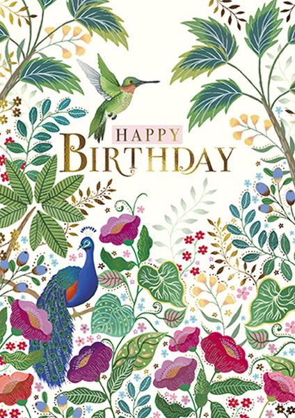 Foil Card-Peacock & Hummingbird