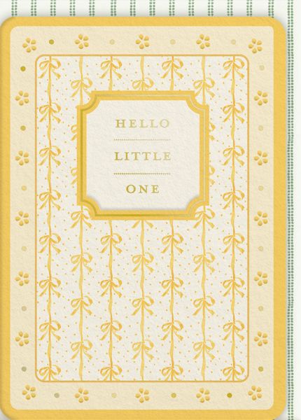 Foil Card-Hello Little One Yellow Ribbon