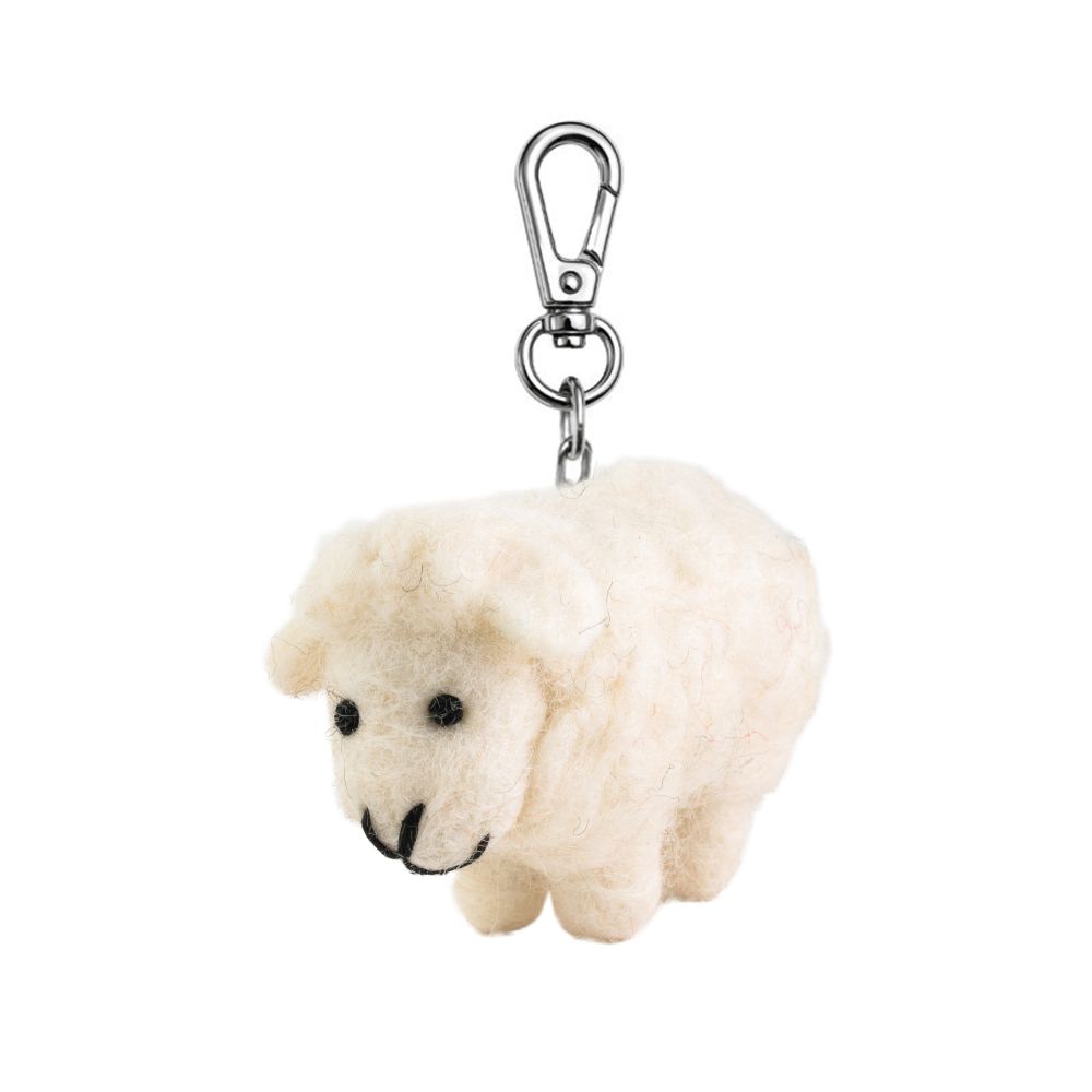 Key Chain-Felt White sheep