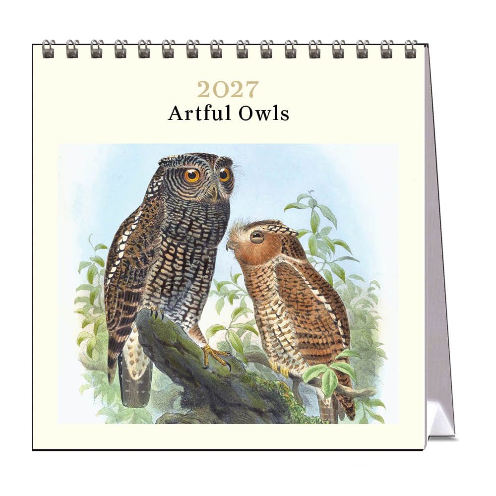 Vevoke Desk Calendar-Artful Owls