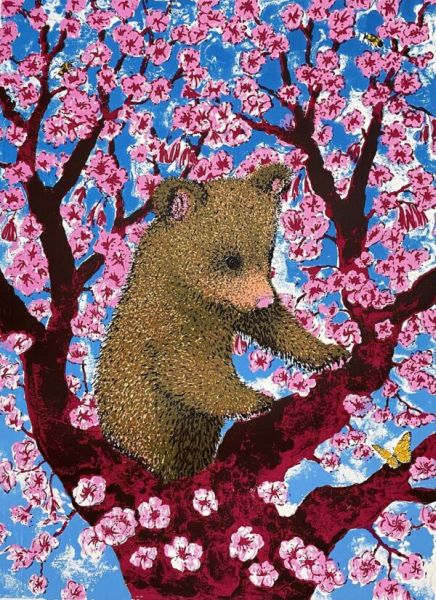 Card-Cherry Blossom Bear
