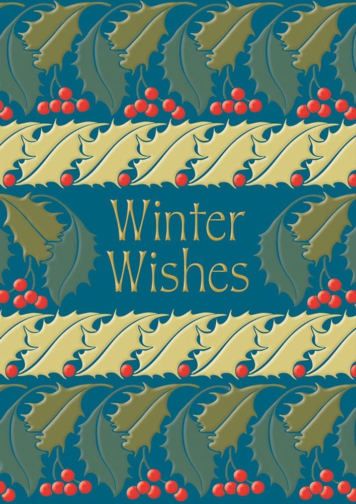 Foil Card-Winter Wishes Teal Holly