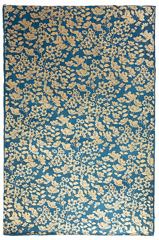 Wrap-Flowers Gold on Blue