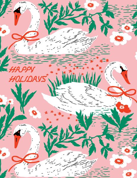 Card-Holiday Swans