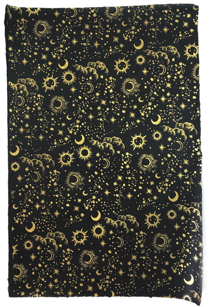 Wrap-Sun Moon Stars Gold On Black