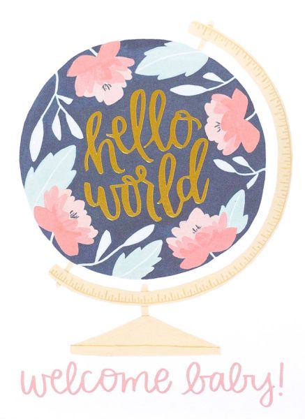 Foil Card-Welcome Baby Globe