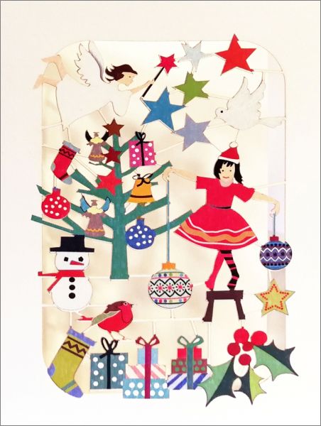 Card-Girl Decorating Tree