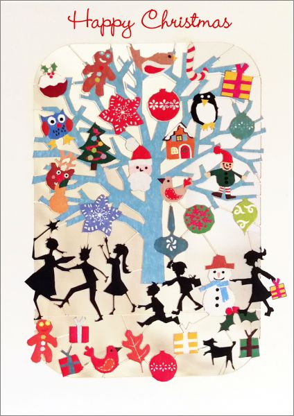 Card-Children and Blue Tree 