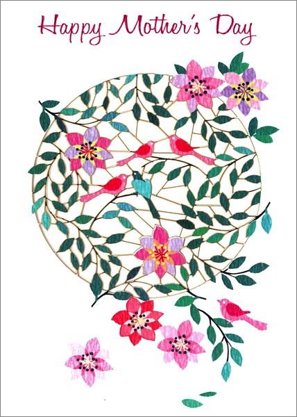 Mother's Day Card-Birds and Flowers