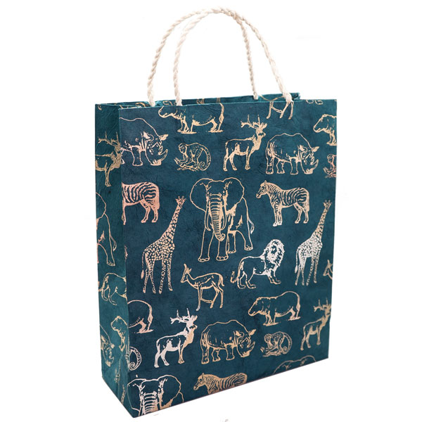 Gift Bag Large-Safari Metallic On Watermelon Green
