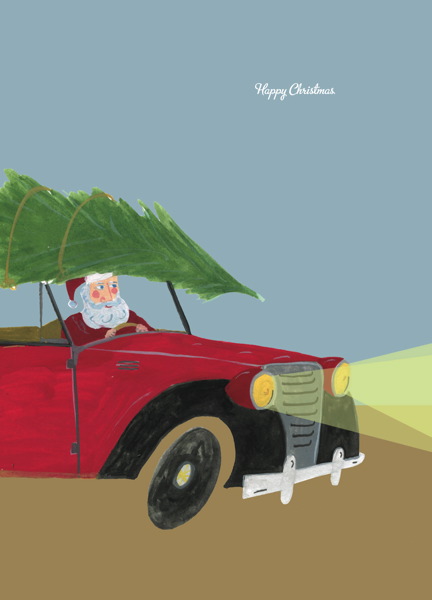 Card-Santa In Car