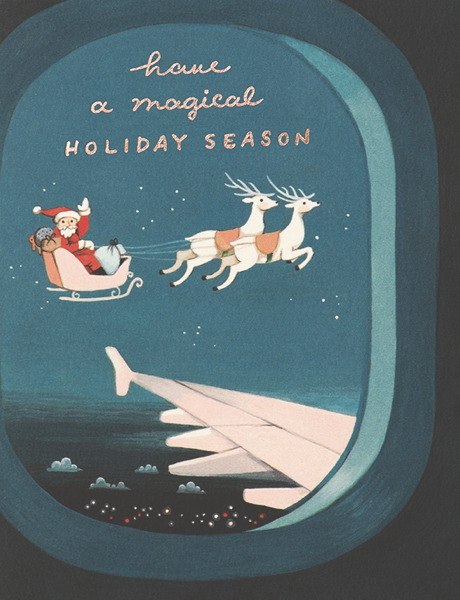 Foil Card-Plane Window Santa