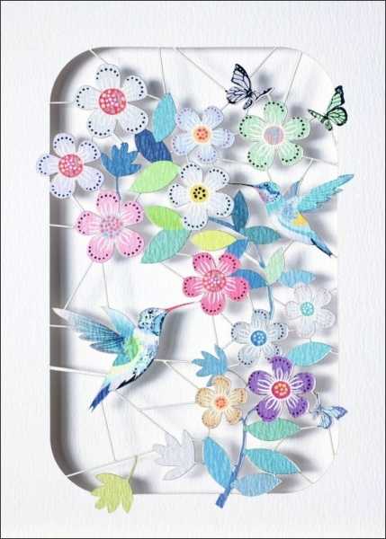 Laser Cut Card-Birds Butterflies and Flowers