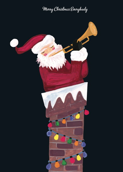 Card-Santa In Chimney