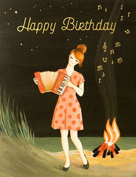 Foil Card-Accordian Player Birthday