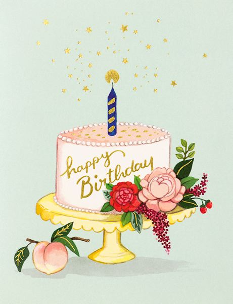 Foil Card-Peach Cake Birthday
