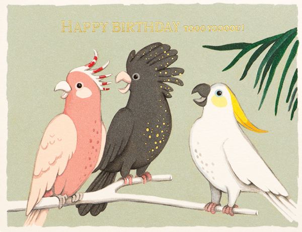 Foil Card-Cockatoo Birthday