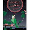 Foil Card-Green Parrot Birthday