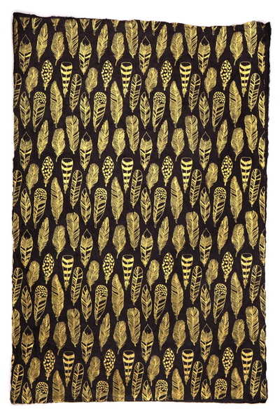 Wrap-Feathers Gold On Black