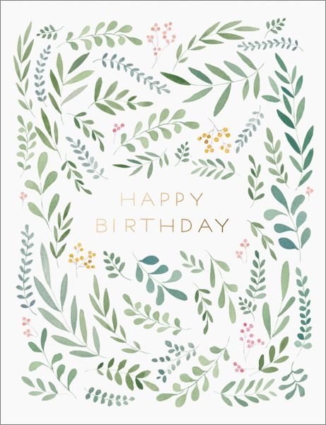 Foil Card-Pretty Leaves Birthday
