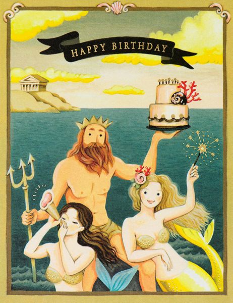 Foil Card-Neptue And Mermaids Birthday