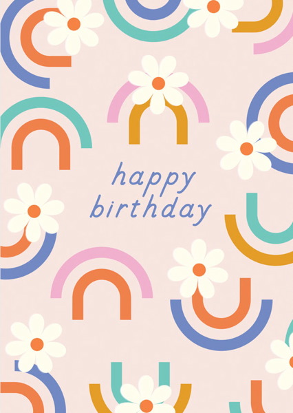 Card-Birthday Floral Rainbow
