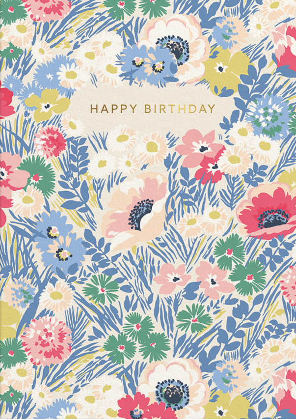 Foil Card-Happy Birthday Meadow Floral
