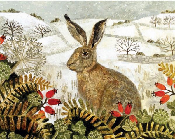 Card Pack of 6-Seated Hare in the Snow
