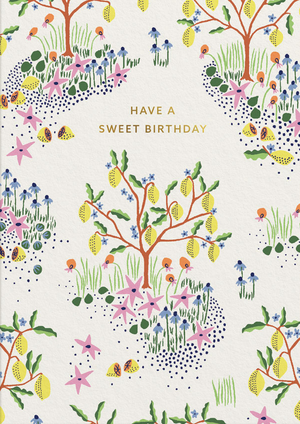 Cath Kidston Foil Card-Sweet Birthday Lemon Trees