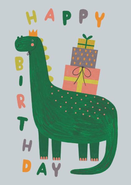 Foil Card-Happy Birthday Cute Dinosaur