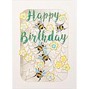 Laser Cut Card-Birthday Bee and Flowers