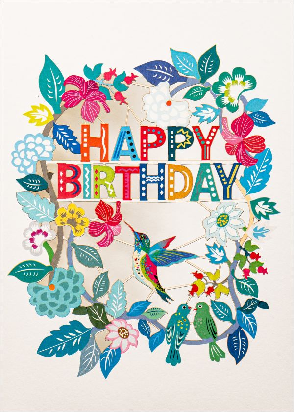 Laser Cut Card-Birthday Flowers